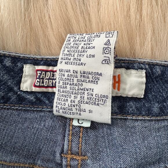 Upcycled Y2K Denim Micro Skirt Pleated Hem Fairy Butterfly Chain Streetwear Blue - Picture 6 of 7